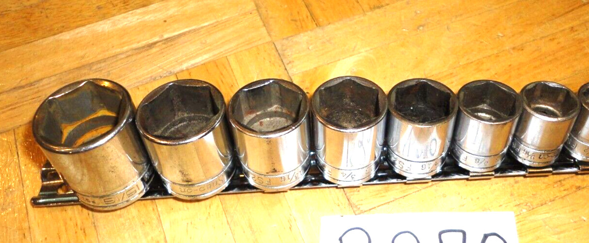 SNAP-ON TOOLS 12 PIECE 3/8 DR. SAE. SHORT CHROME 6 PT. SOCKET SET 211FSY + 15/16