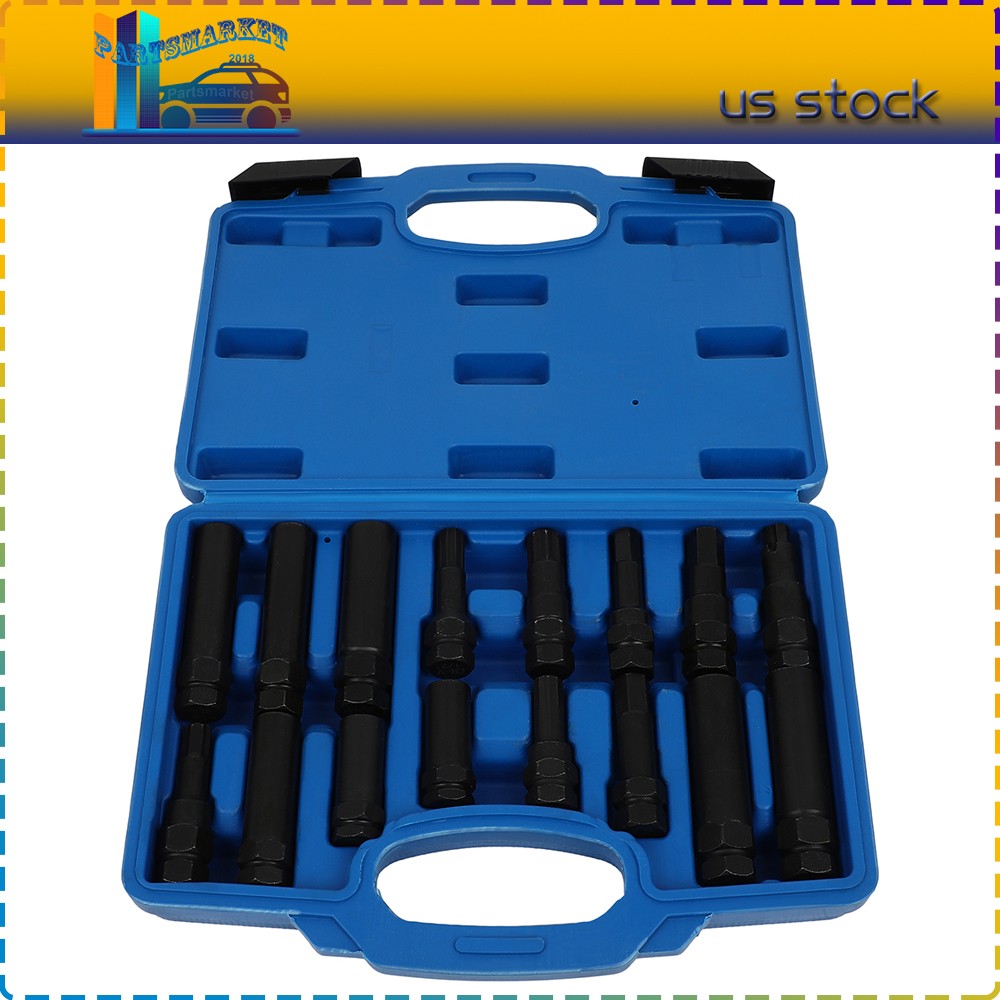 16Pcs Locking Lug Nut Master Set Removal Tool Kit Wheel Lock Key Double Hex-Head