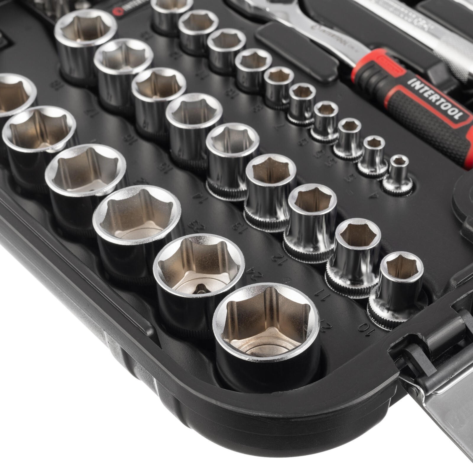 INTERTOOL 73pc 1/4″ and 1/2″ Ratchet Socket Wrench and Bit Set ET08-8073