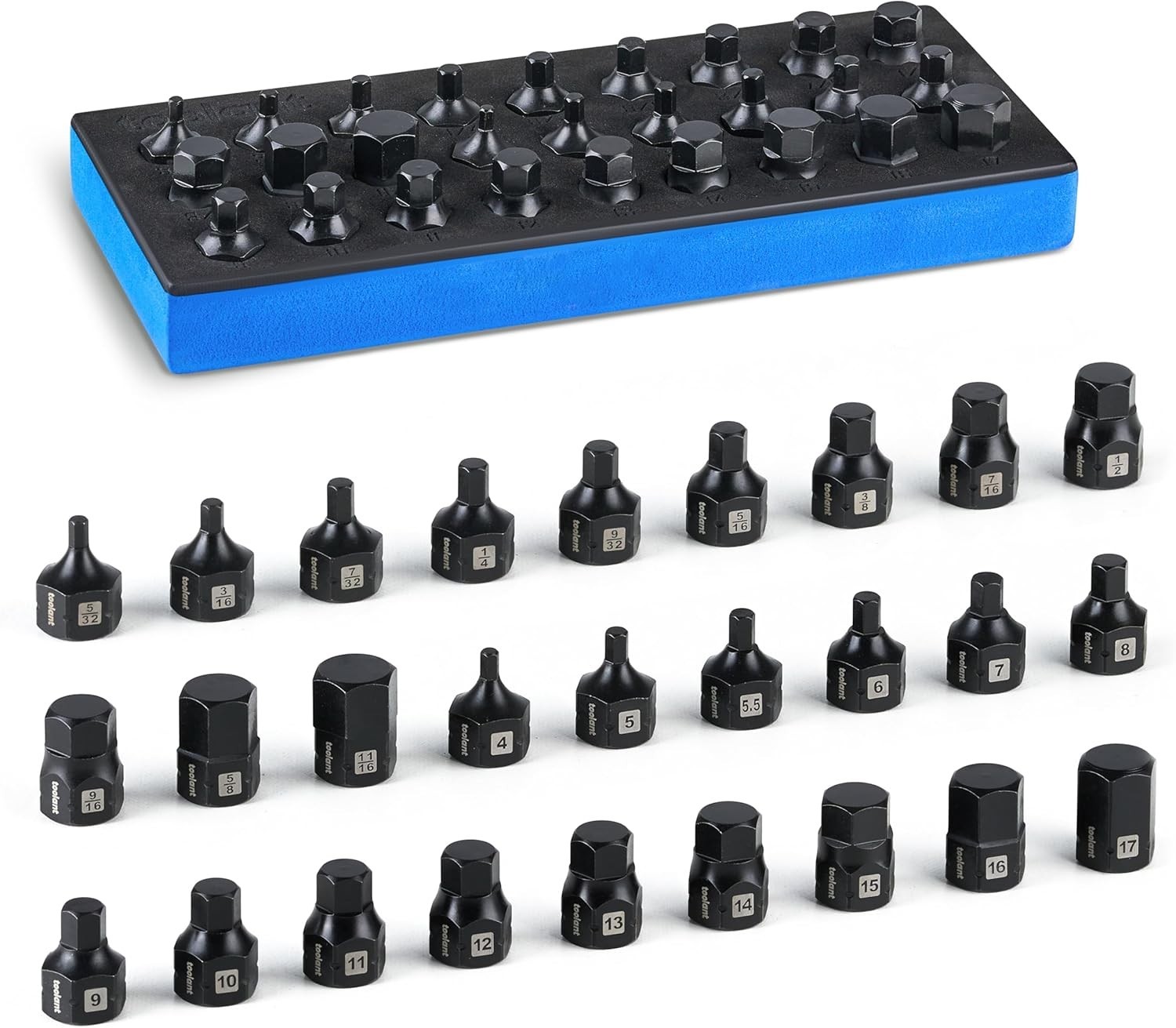 Anti-Roll Design Hex Bit Socket Set, 27-Piece SAE/Metric