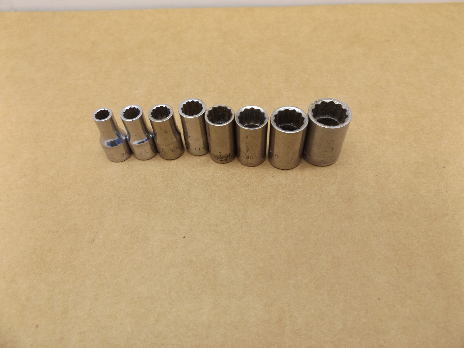 BONNEY 1/4 DR SAE Sockets Lot of 8 3/16 7/32 1/4 9/32 5/16 11/32 3/8 7/16