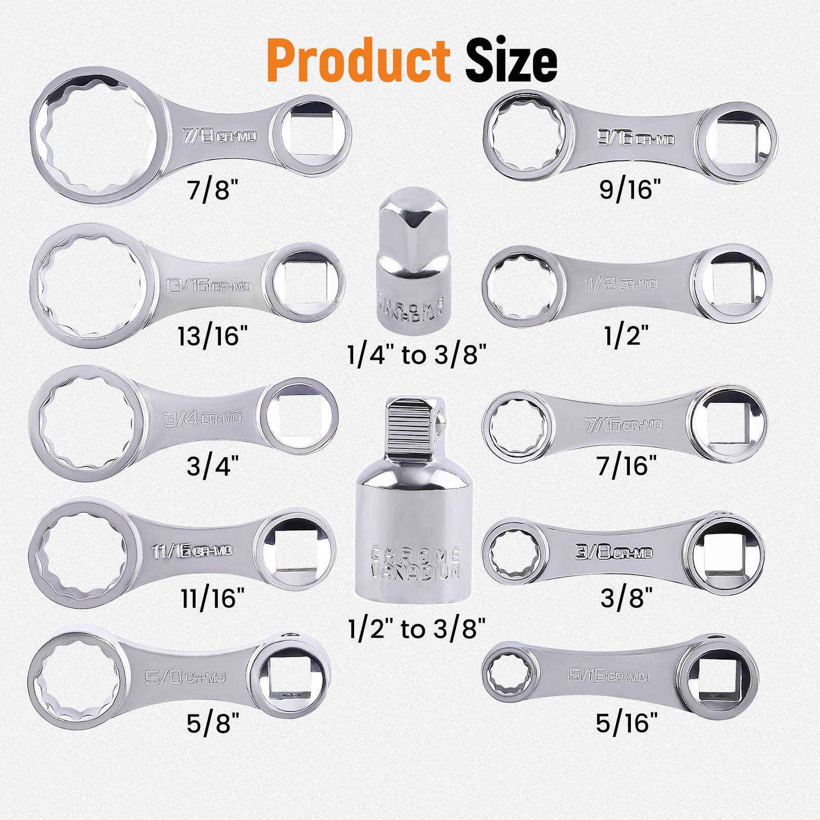 12X Drive Torque Wrench Adapter Kit 1/2» 1/4» to 3/8″ adapter Kit Silver