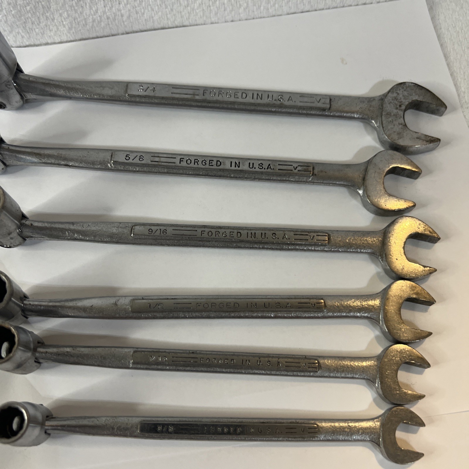 Craftsman Flex Head Socket Wrench 6 Piece Set 12 Point 3/8-3/4 SAE Vintage USA