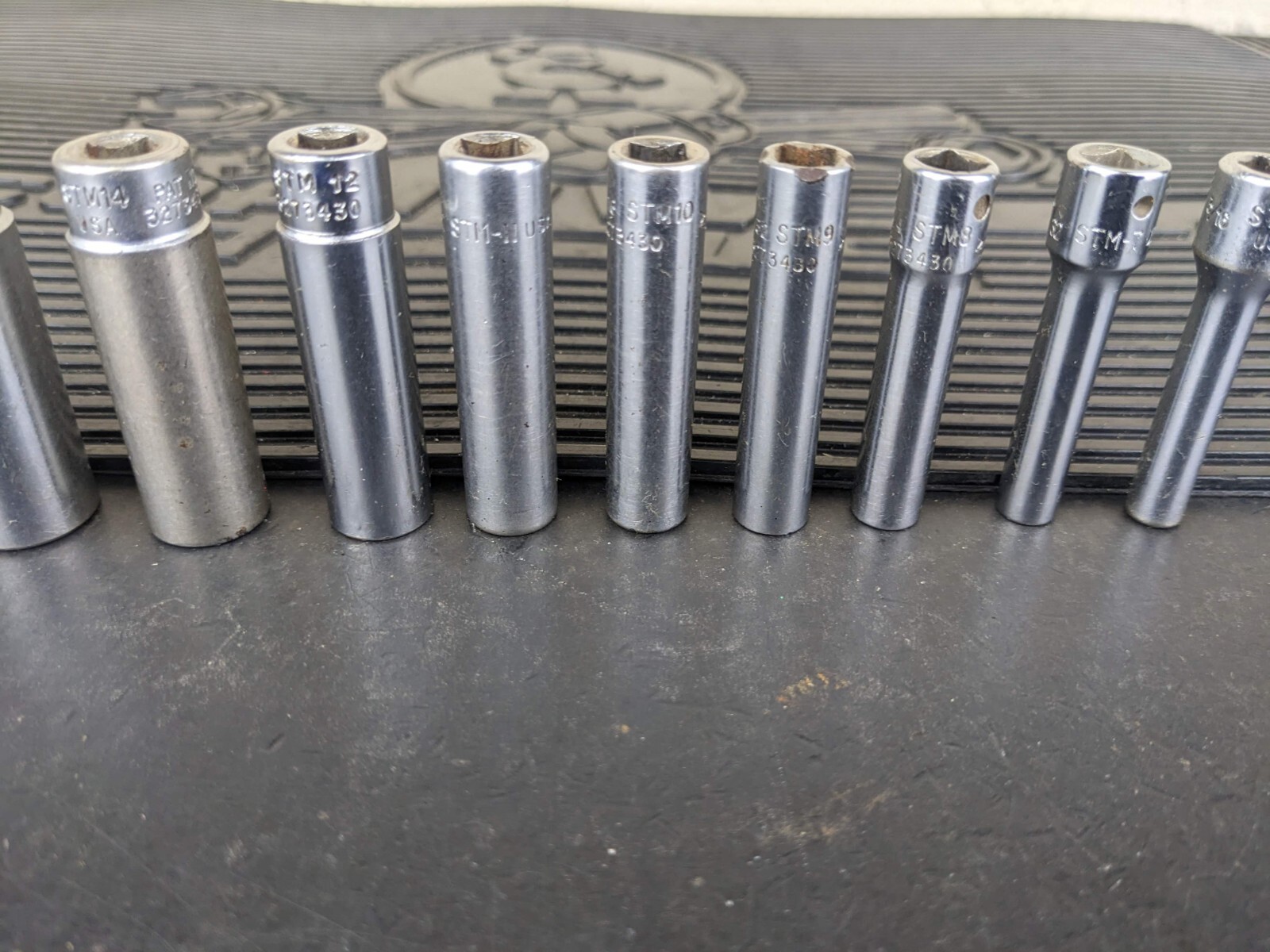 #bg158 Snap On Tools 1/4″ Drive 10 Pc SAE Deep 6 Pt Socket Set 110STMY