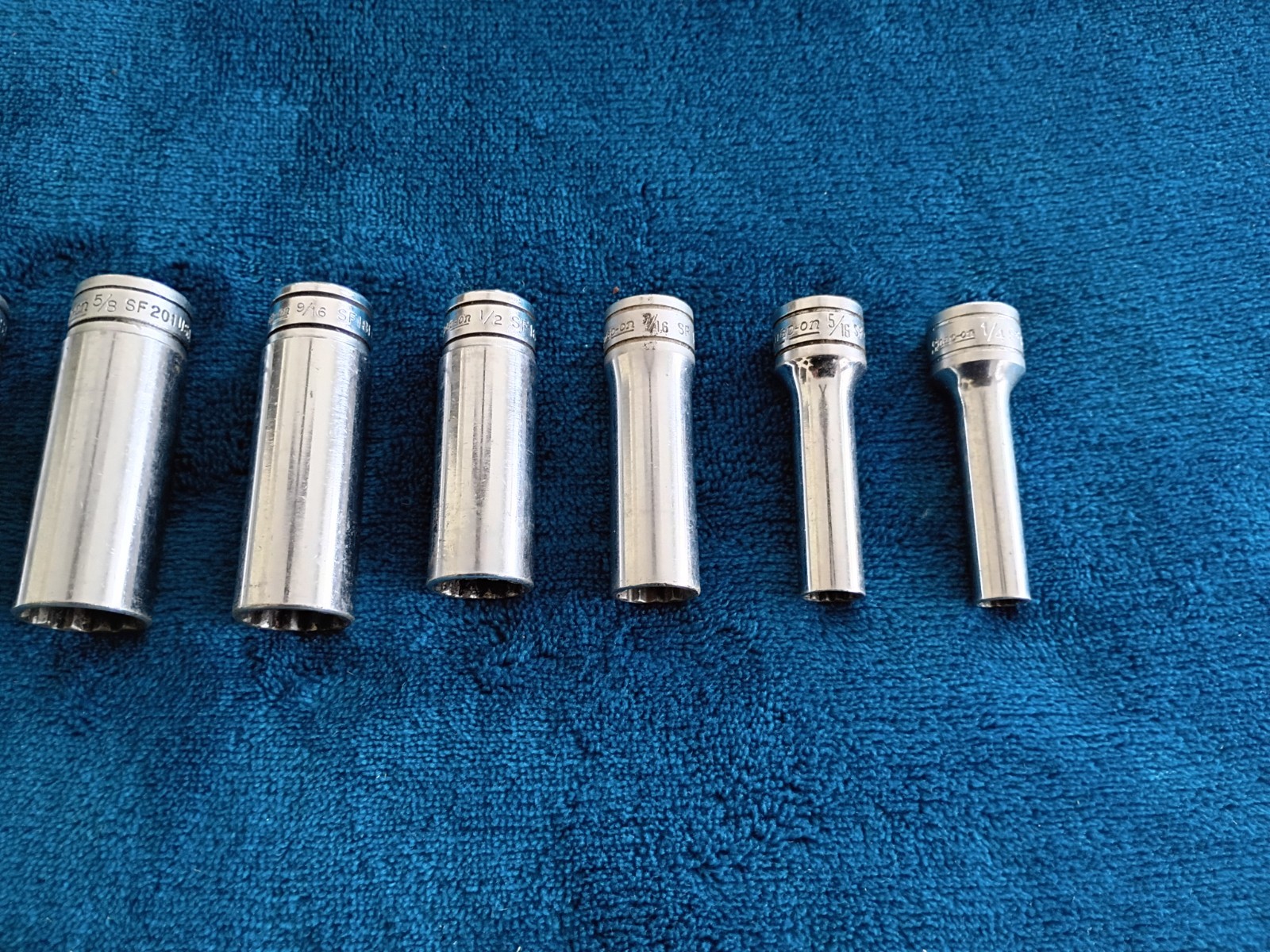 Snap On 9 Piece 3/8” Deep Chrome 12 Point Socket Set 1/4 – 7/8 – SF081-SF281.