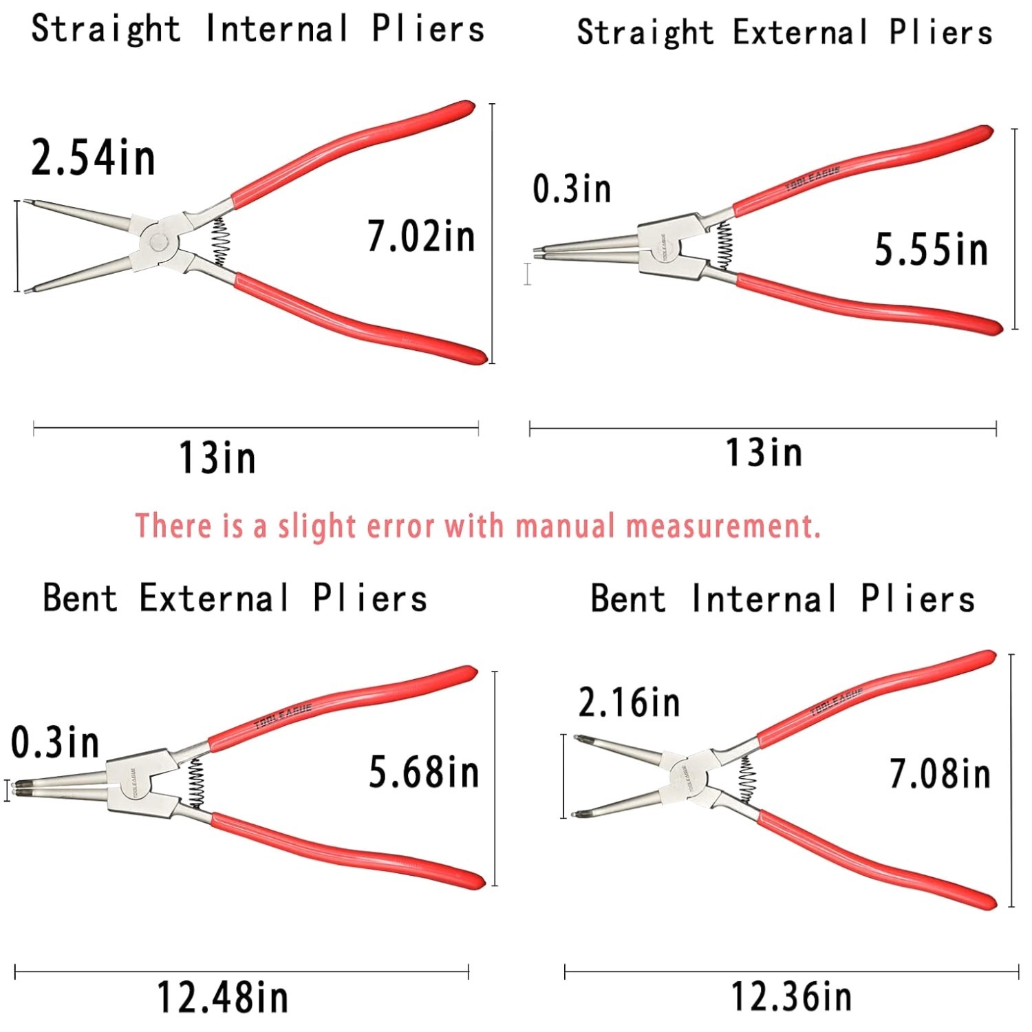 Professional Circlip Pliers Kit, 13″ 4pcs