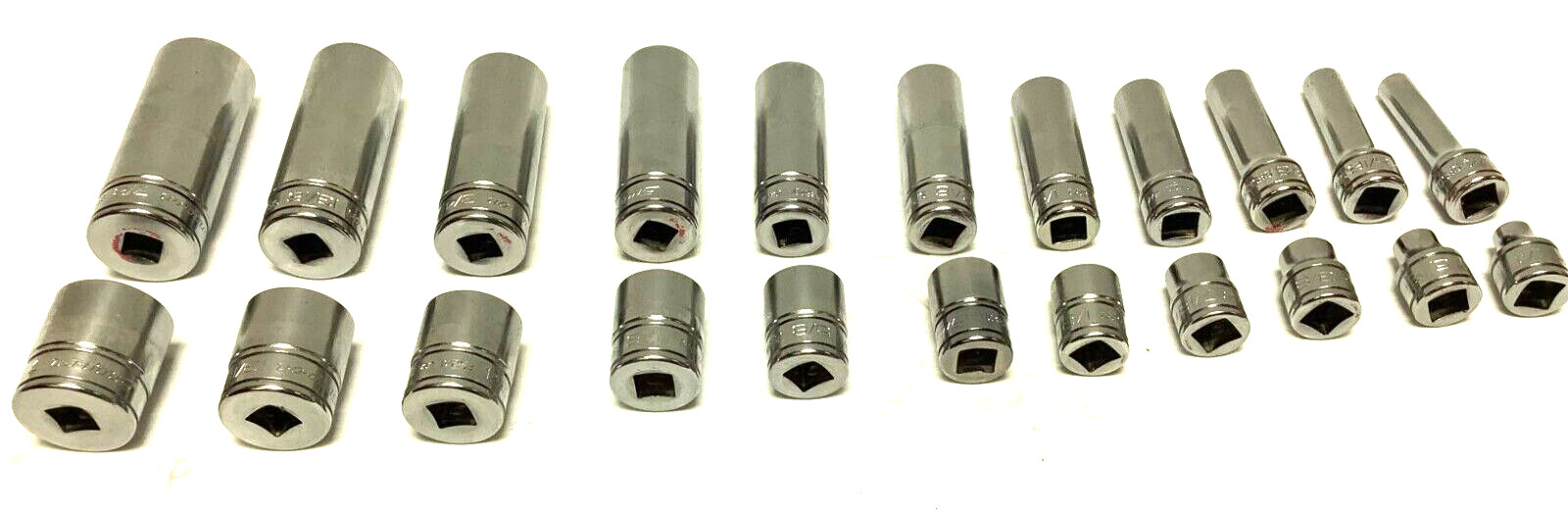 New Snap-on 3/8″ drive 1/4″ thru 7/8″ 22-pc 6-point Shallow Deep Socket 222SFFS