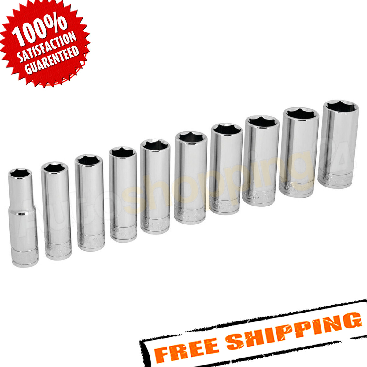 Performance Tool W38402 3/8″ Drive 6-Point Metric Deep Socket Set