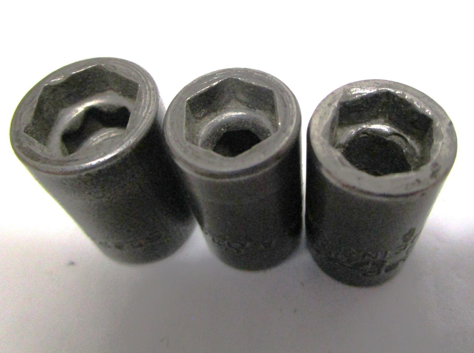 Snap-on USA 1/4″ Drive 3/8″ PM12 & (2) 5/16″ PM10 6pt Shallow Sockets Vintage