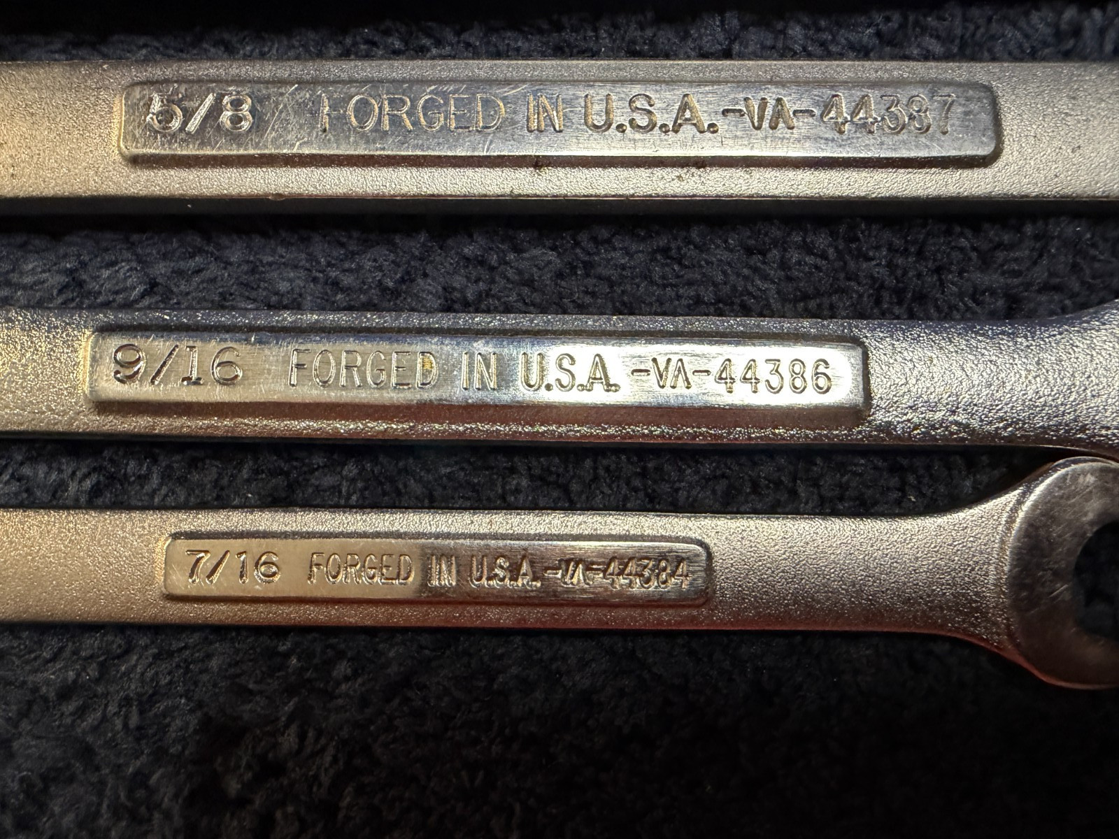 4 – Vintage Craftsman 6-Point VA SAE Combination Wrenches 7/8 5/8 9/16 7/16
