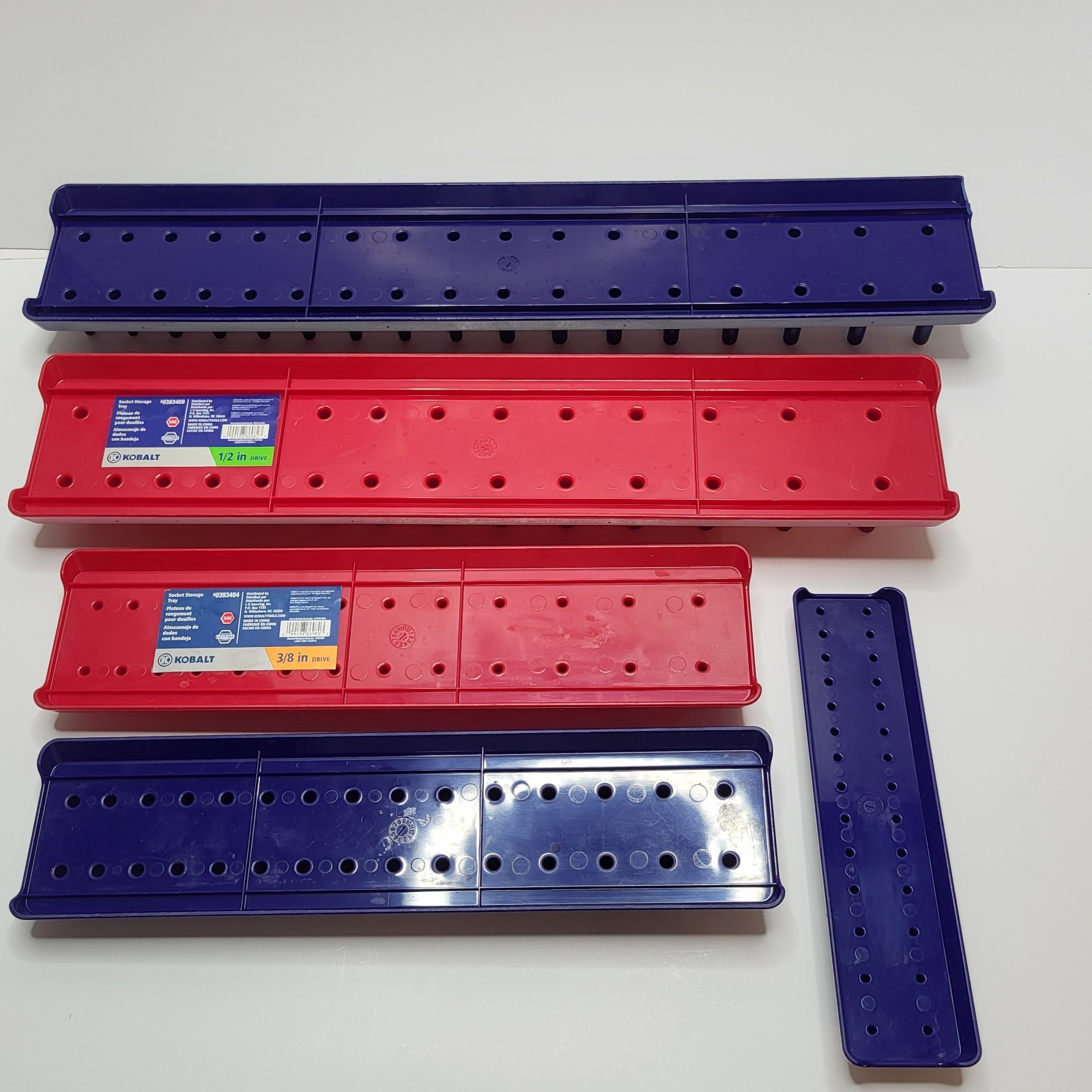 Kobalt Socket Storage Tray Organizers Lot of 5 SAE & Metric Hard Plastic Used