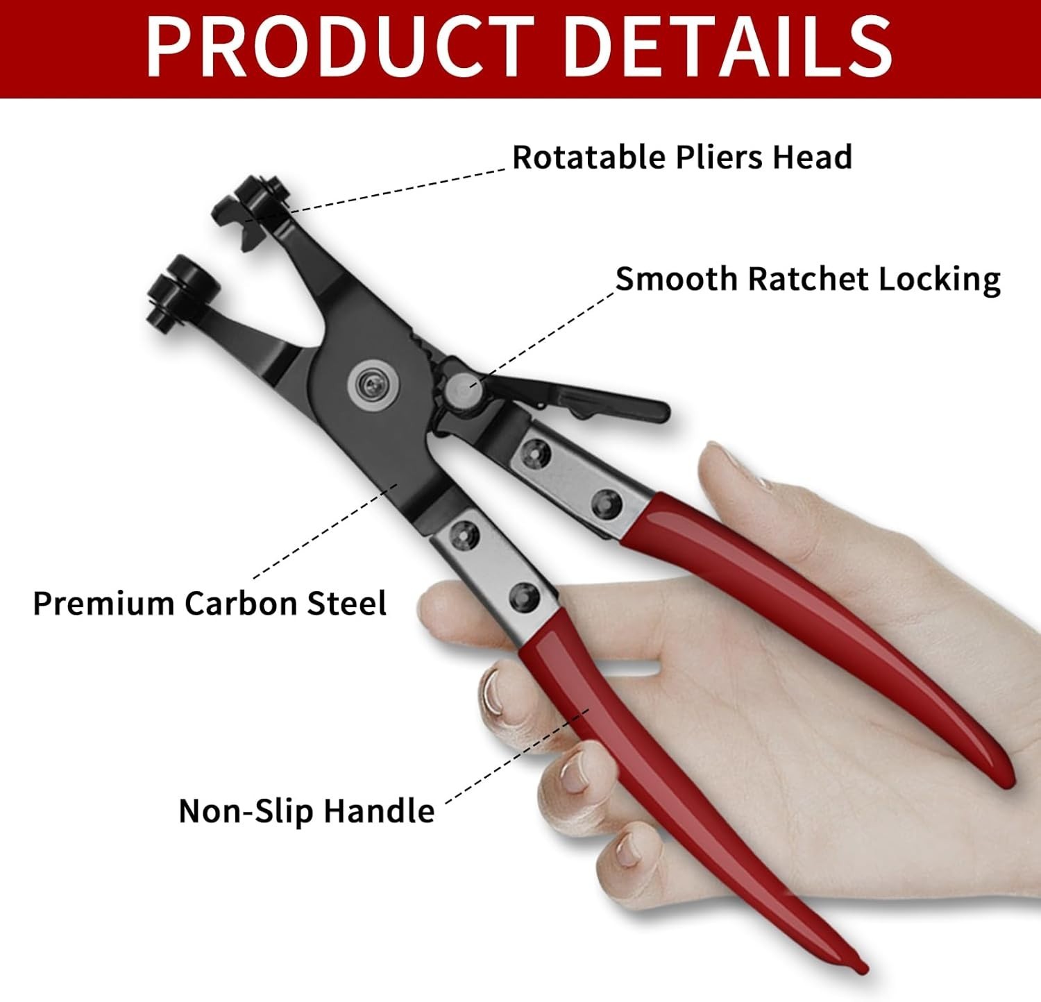Wiseup 4-Piece Heavy-Duty Hose Clamp Pliers Set for Automotive & Industrial Use