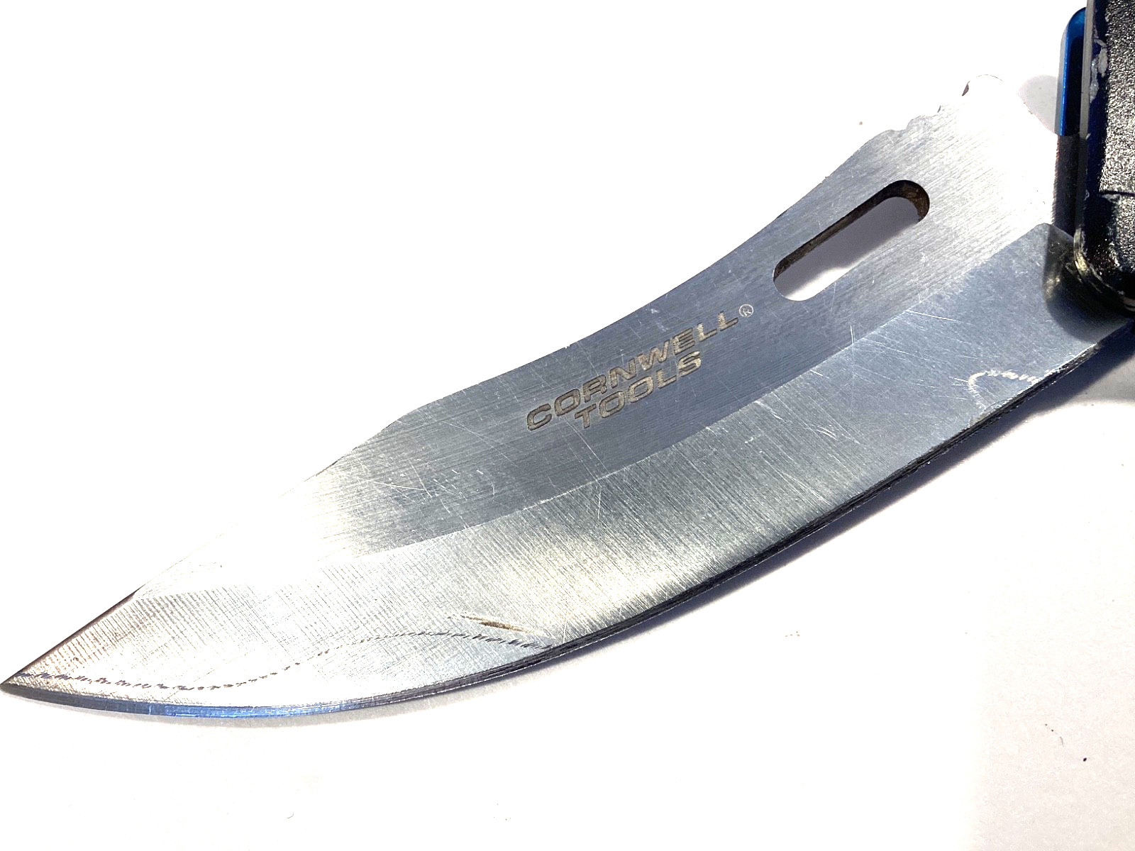 Cornwell Tools Blue Anodized Snap Lock Folding Pocket Knife 4-3/4” Closed NICE
