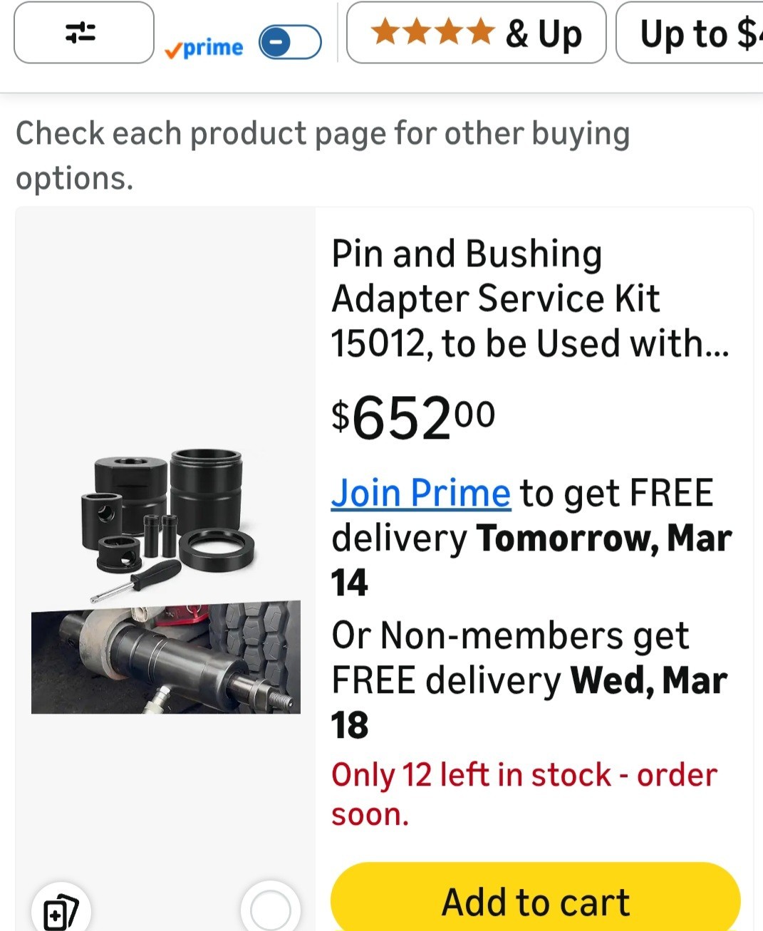 Pin and Bushing Adapter Service Kit 15012, to be Used with The Pin & Bushing