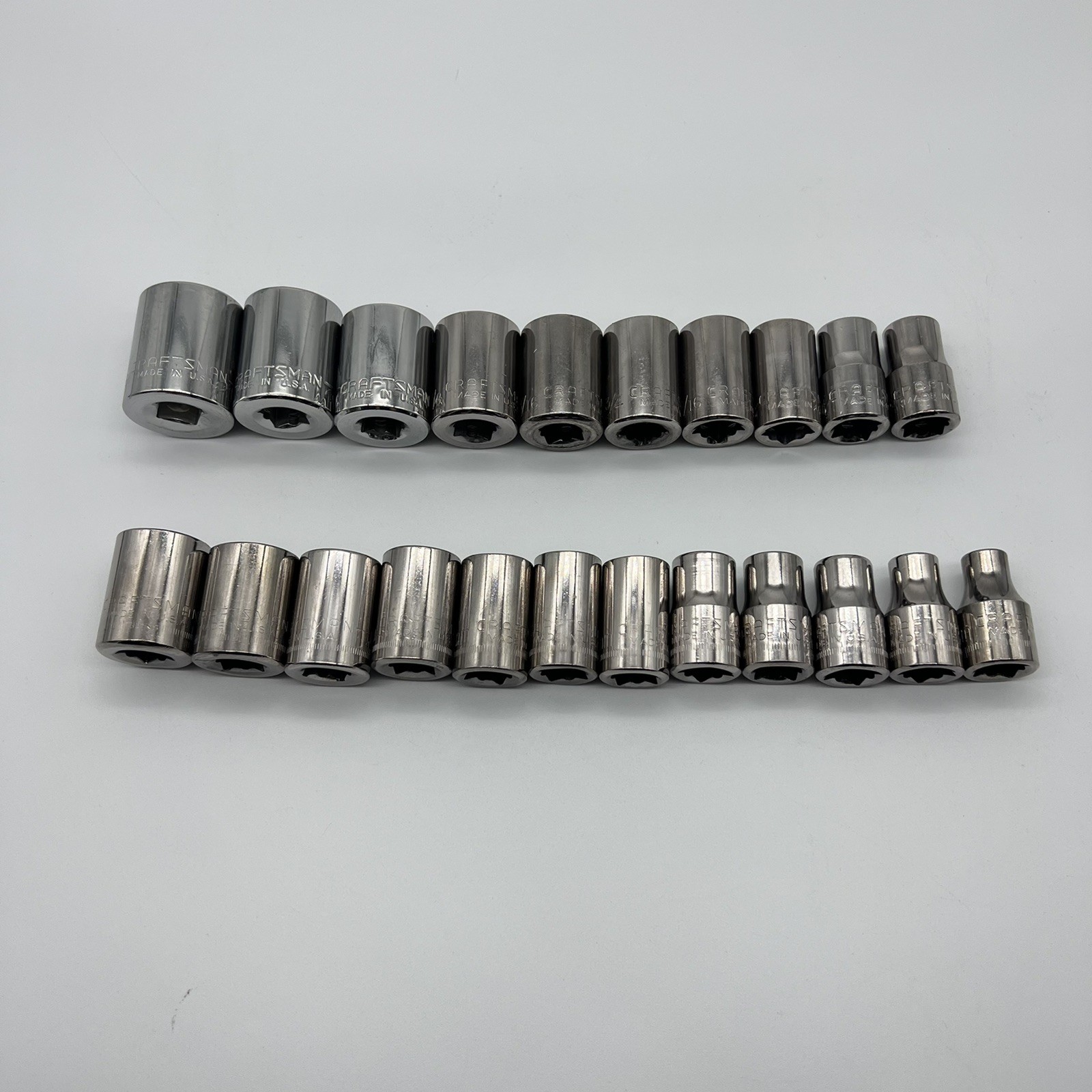 Craftsman 1/2” Drive Ratchet Metric And SAE Socket Set 24pc Made In USA