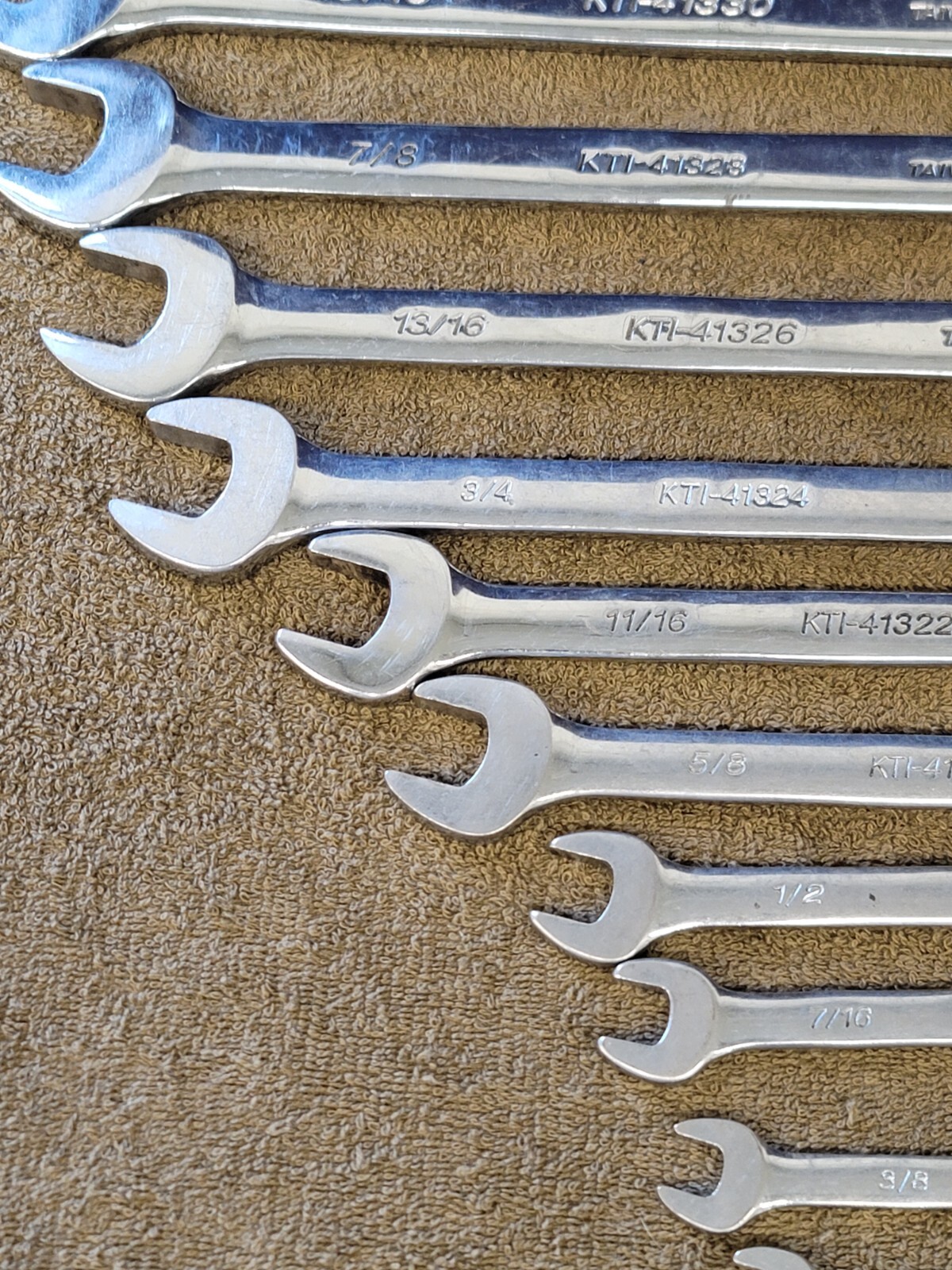 K Tool KTI Sae Combination Wrench Set 1″ 15/16 7/8 13/16 3/4 11/16 1/2 3/8 5/16