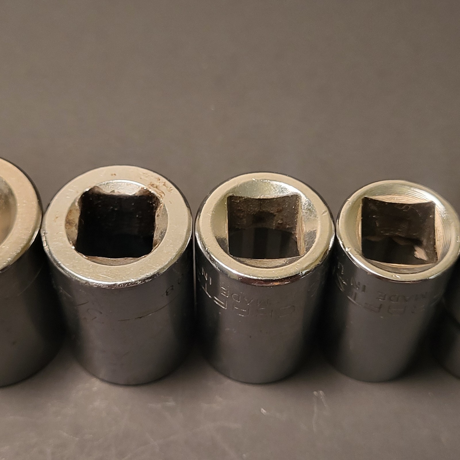 Craftsman made in USA 9 piece 1/2” dr socket set 12 pt 7/16” to 15/16”