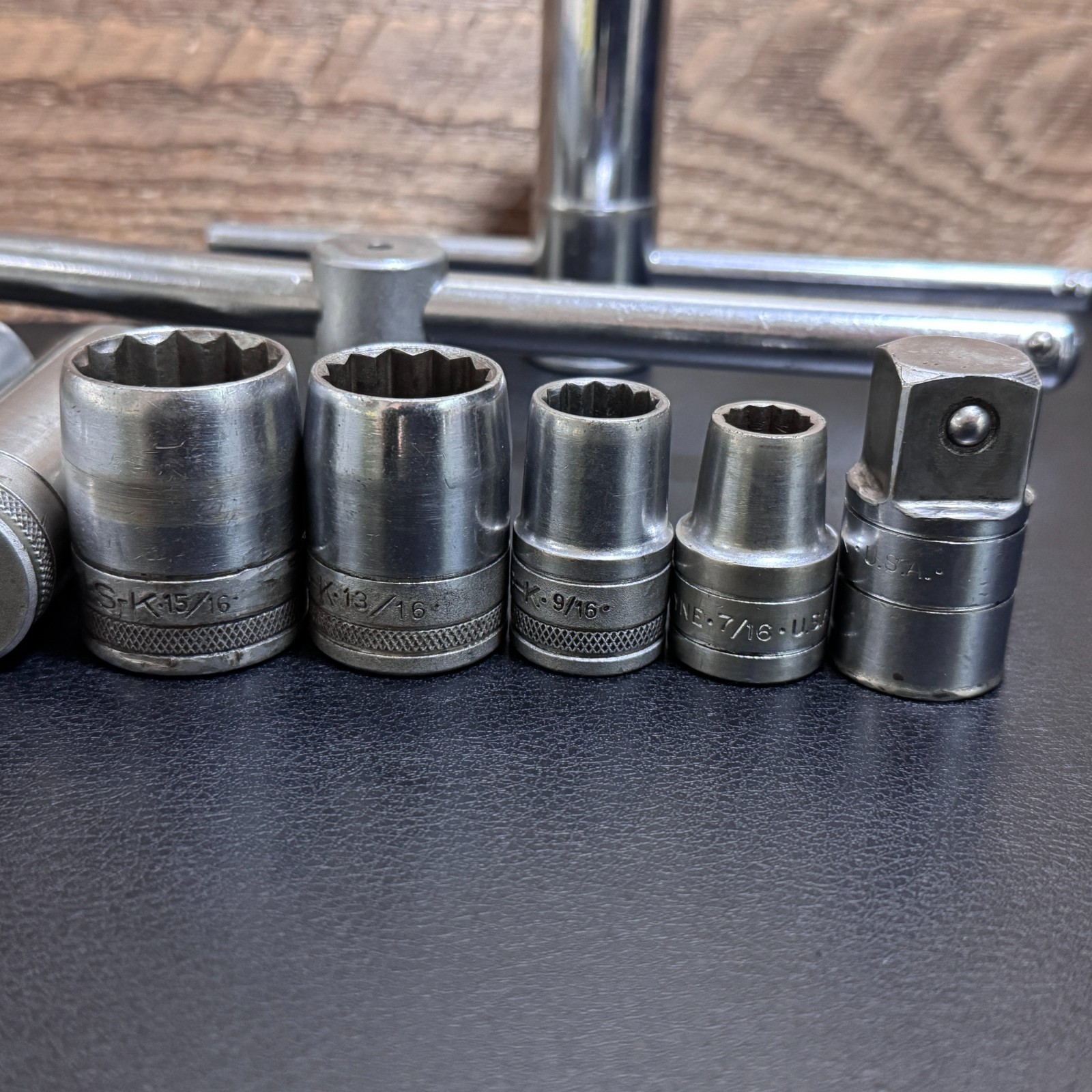 S-K Tools 1/2 Drive Socket Lot 12PT SAE Deep STD T-Handle Breaker Bar Cross Bar