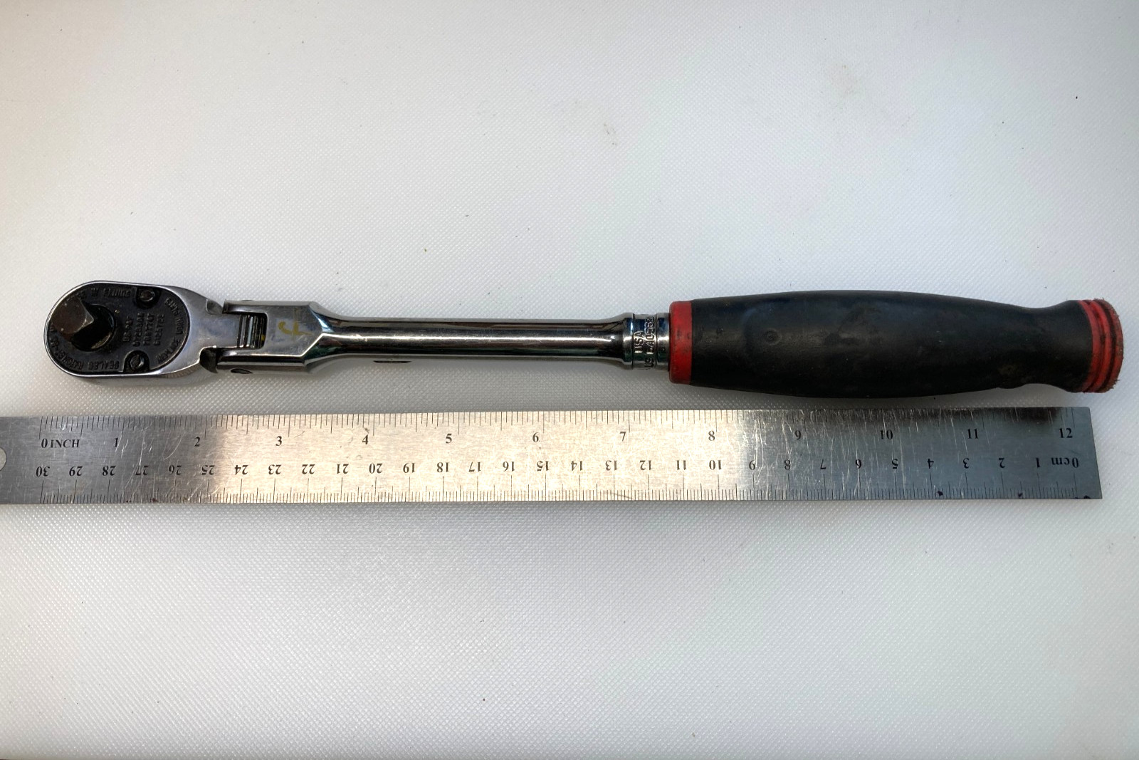 SNAP-ON FHX80A 3/8 LOCKING FLEX HEAD RATCHET LONG HANDLE SOFT GRIP