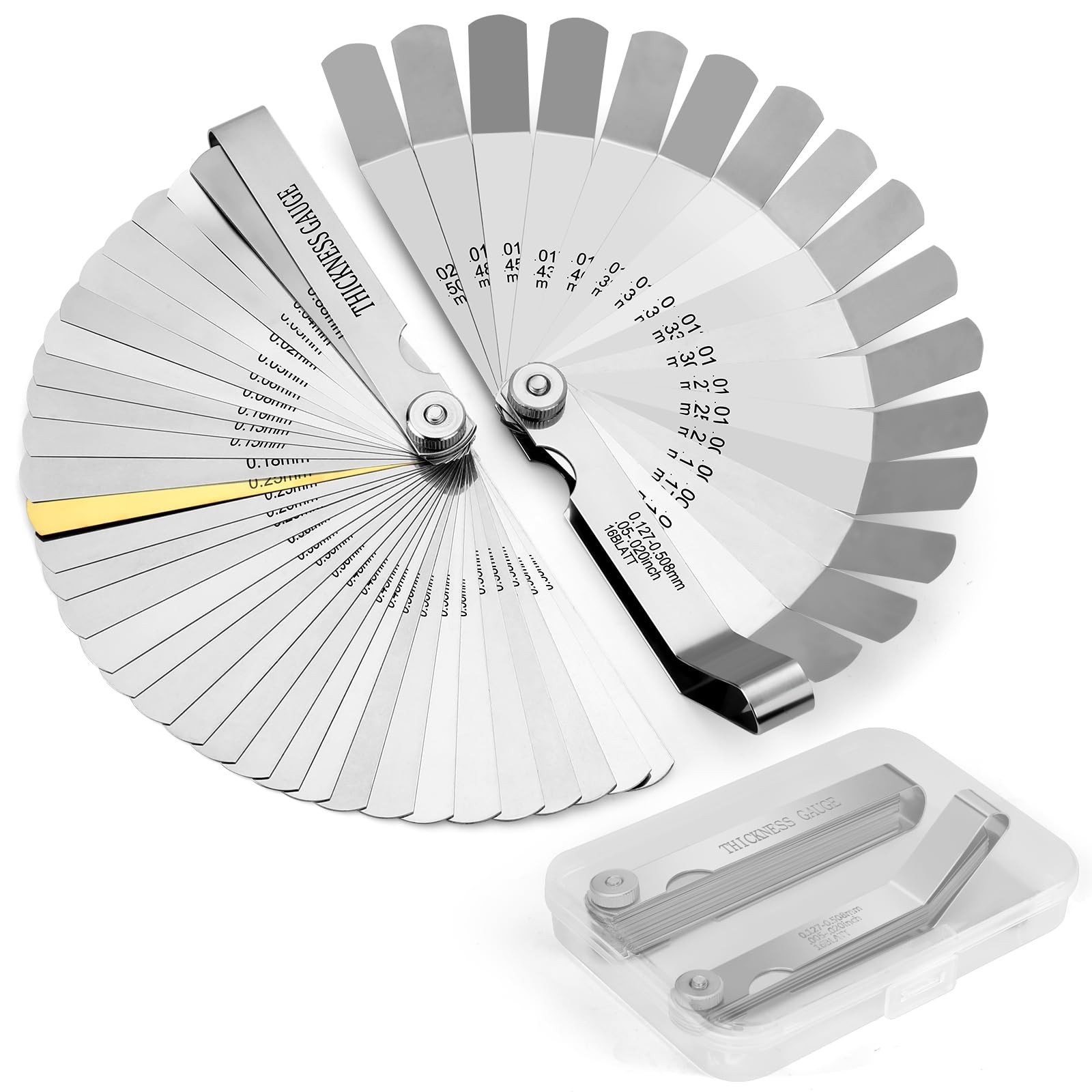Pylevemv 2Pcs High-Precision Feeler Gauge Set – 32-Blade Straight and…