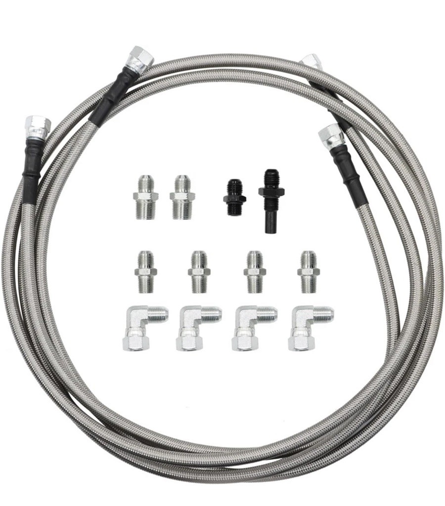 6AN 70″ Transmission Oil Cooler Hose Line kit Compatible 70 inches, Silver