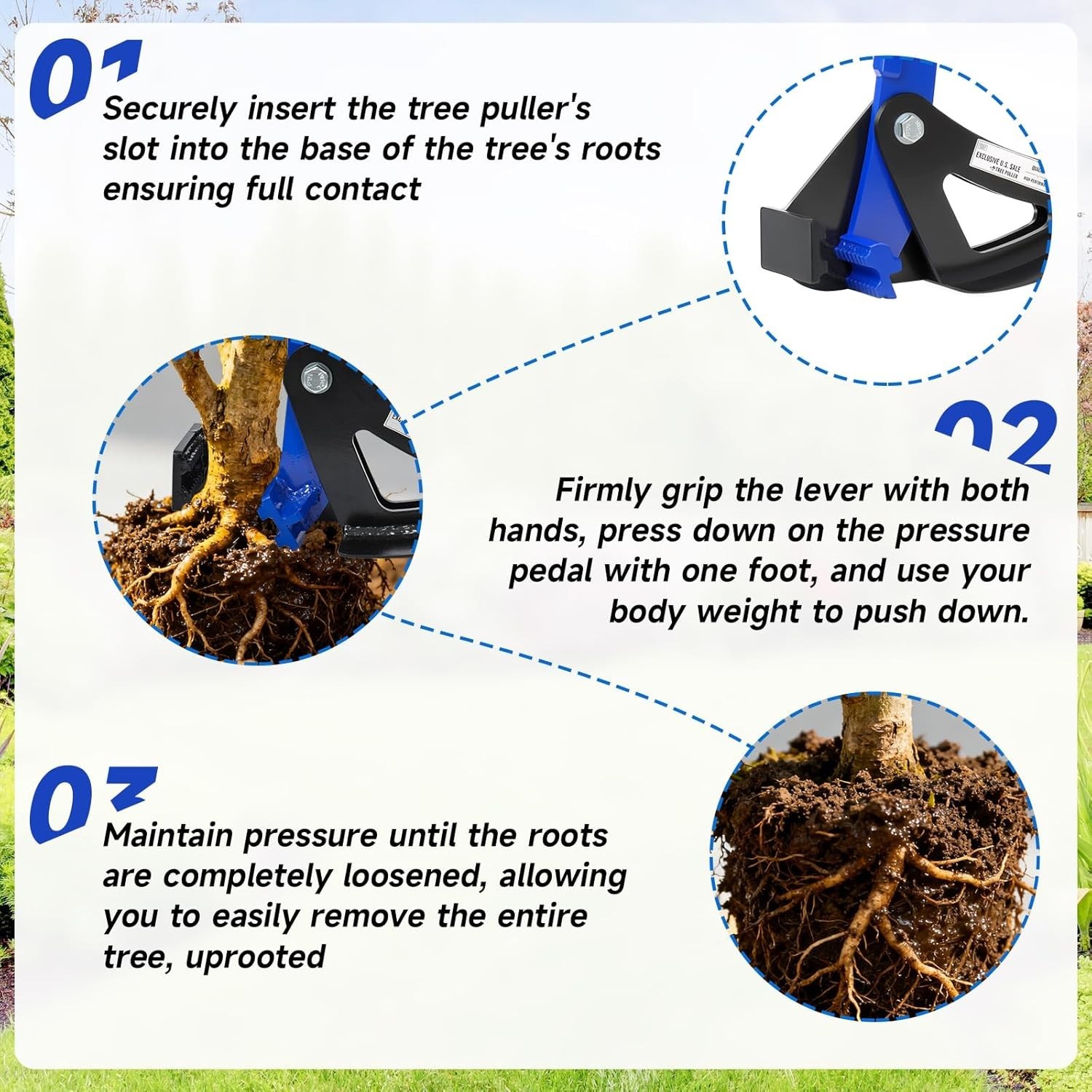 Heavy-Duty Tree Root Puller Tool – Efficiently Uproots Woody Stems up to 1-3/8″