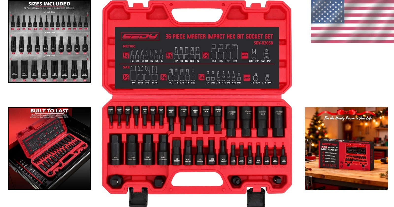 Comprehensive 36-Piece Impact Socket Set: Laser-Etched for Easy Identification