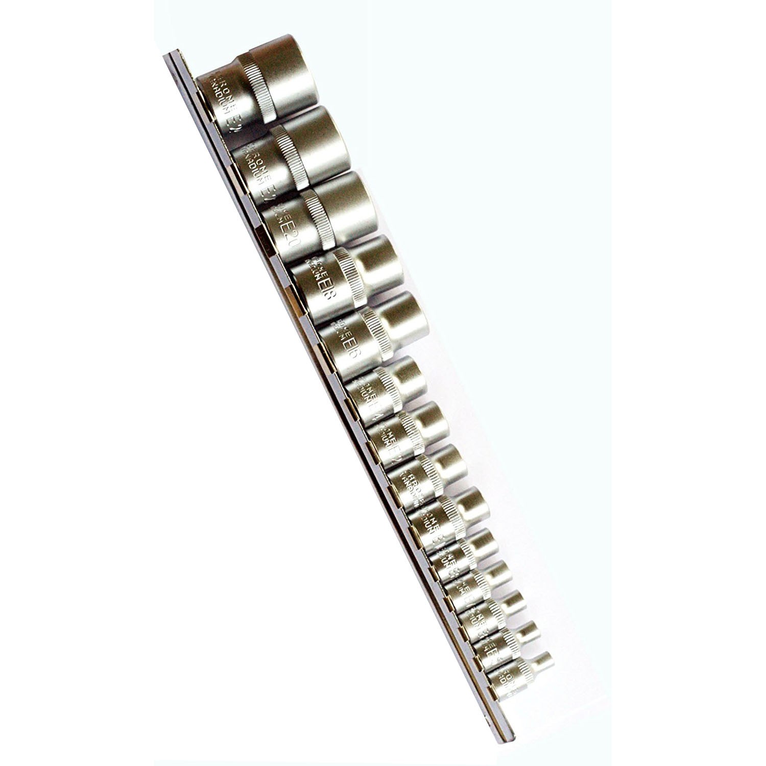 14pc Female Tx Star Torx Star Socket Set E4-E24 Chrome Vanadium Sockets + Rail