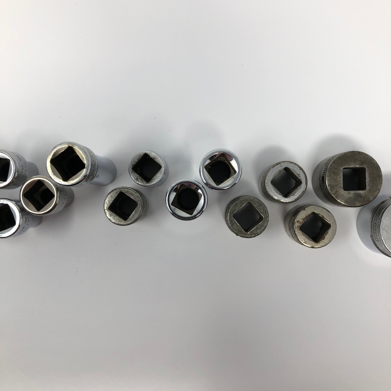 16 Snap On 3/8 Drive Socket Lot 12pt 1/4 5/16 3/8 7/16 9/16 3/4 7/8 Vintage USED