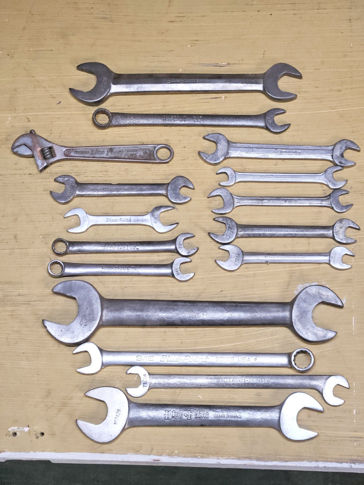 VINTAGE BLUE-POINT 16PC SAE OPEN END/COMBINATION WRENCH SET
