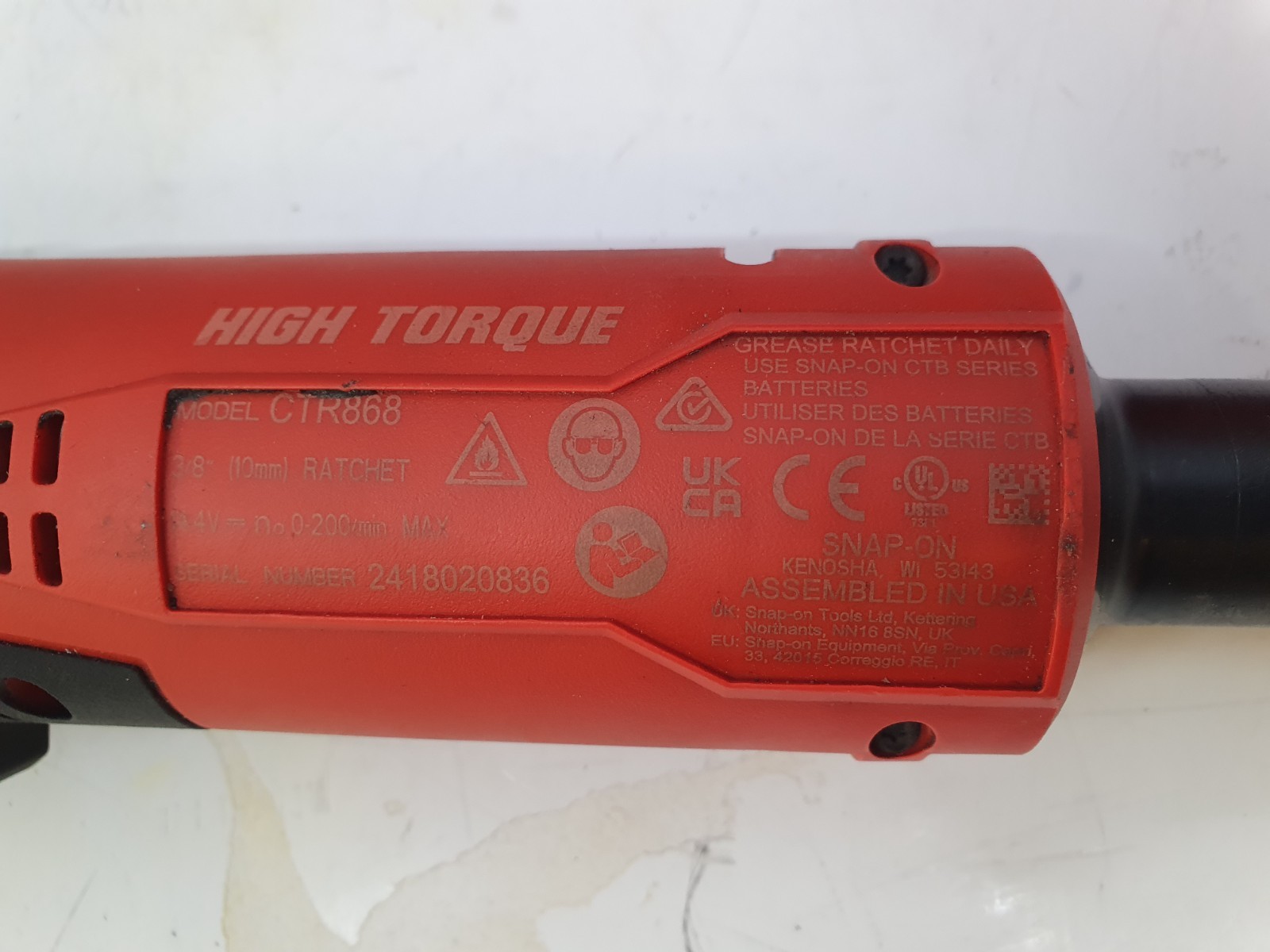 Snap on Tools CTR868 14.4V 3/8″ Long Neck High Torque Brushless Ratchet