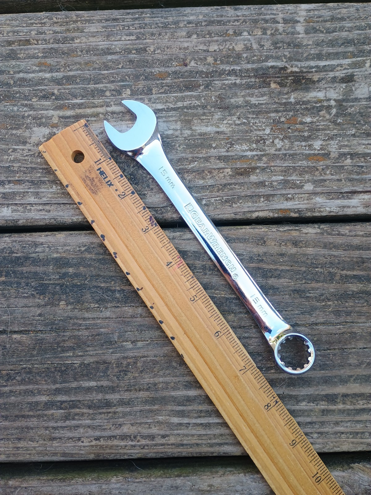 Gear Wrench 15mm Combination Wrench 12 Point Polished Chrome 7.75″ Long