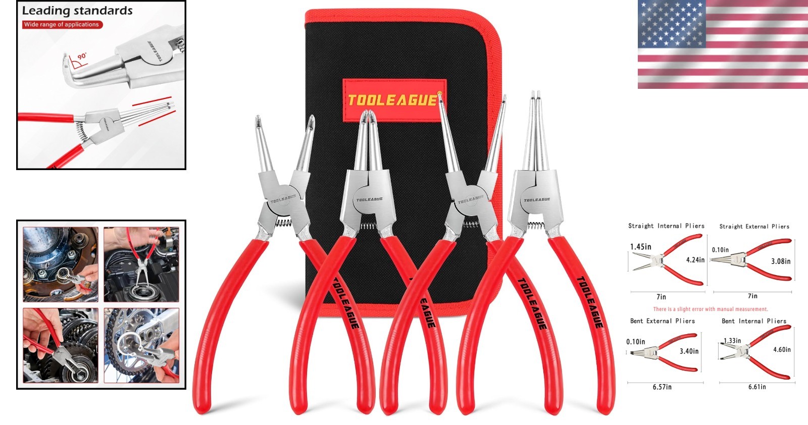 CR-V Steel Snap Ring Pliers Kit, 7 inches