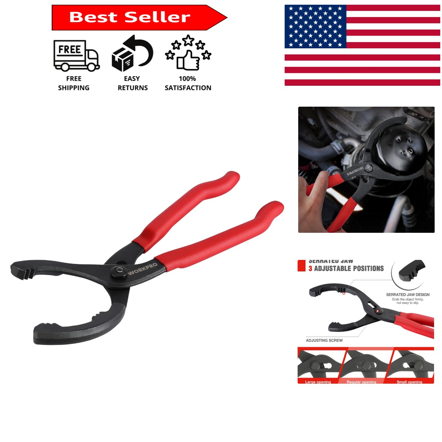 Workpro W114083A 12″ Oil Filter Pliers – Ideal for Tight Spaces and Heavy Use
