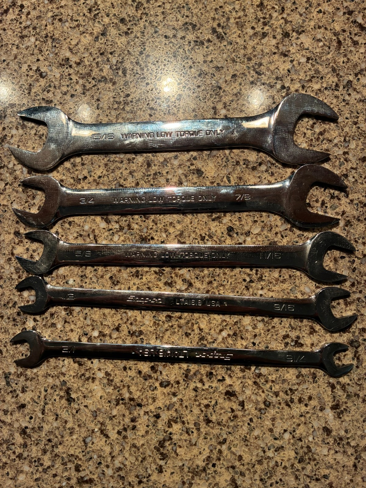 Snap-on C57 5-Piece SAE Open-End Wrench Set
