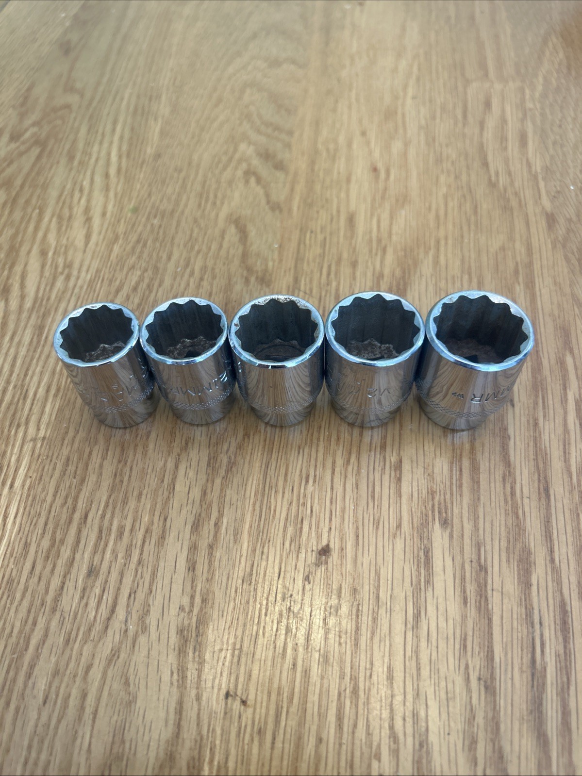 MAC TOOLS – Lot Of 5 Shallow METRIC Sockets, 1/2” Drive,12pt (20mm – 24mm) USA