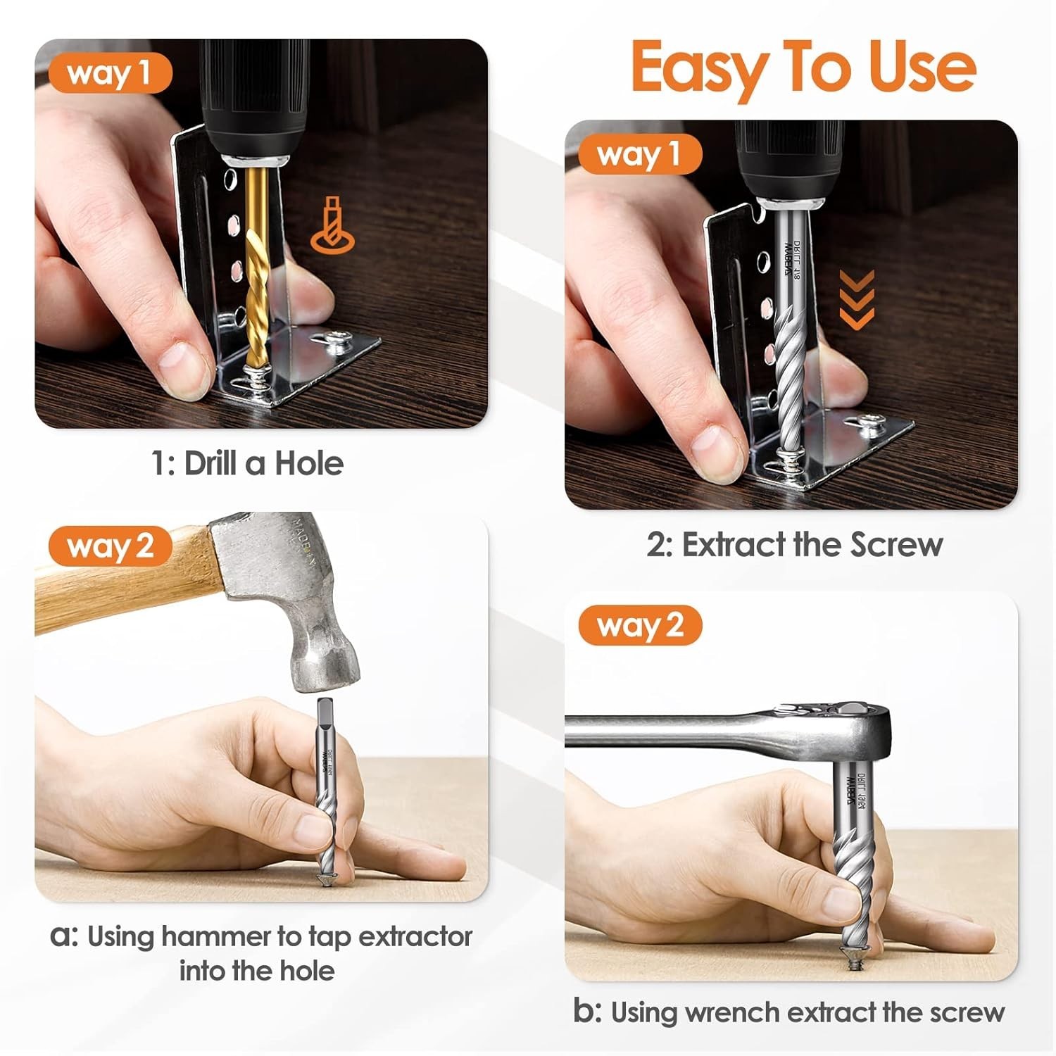 Efficient Spiral Flute 6-Pc Screw Extractor Set – Perfect Gift for DIYers