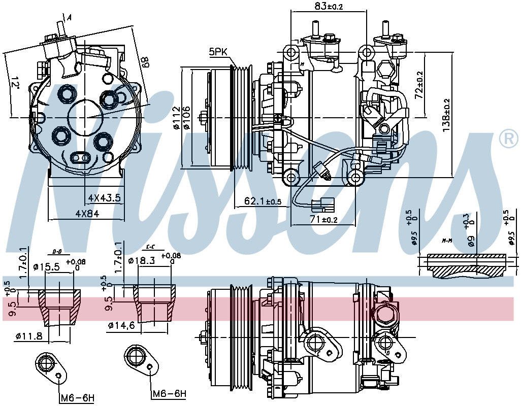 Nissens Aircon Compressor 890035 for HONDA FIT (2008) 1.5 IVTEC etc