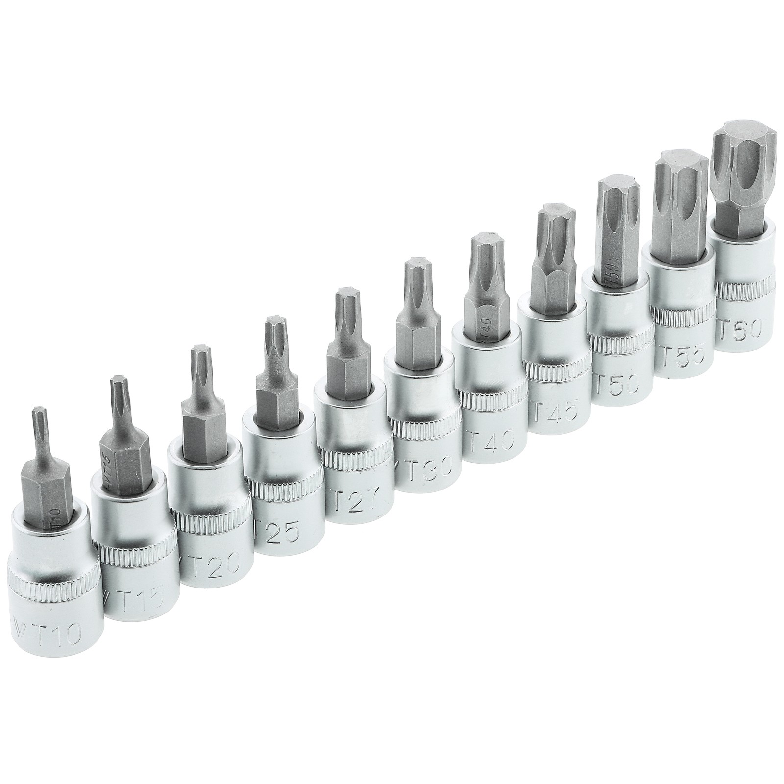 Socket wrench set for TORX E4 – E20 / T10 – T60 socket wrench bit set