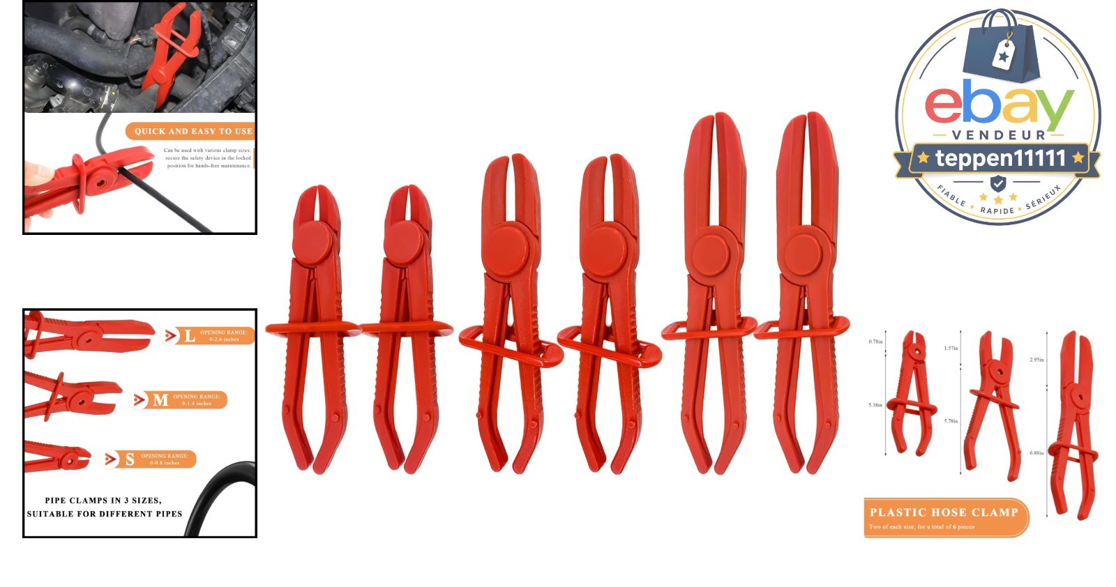 Hose Clamp Pliers Set, 6 PCS, Straight Hose Pinch Off Tool