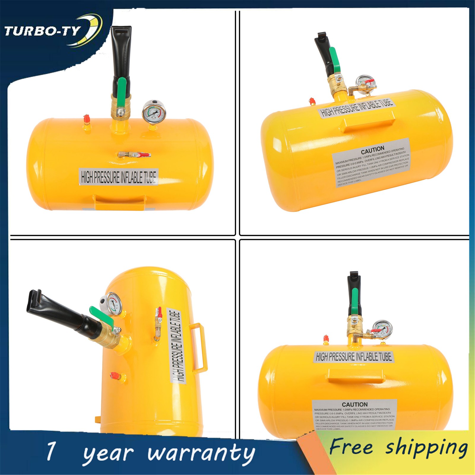 Yellow 10 Gallon Air Tire Bead Seater 145PSI Blaster Tool Seating Inflator