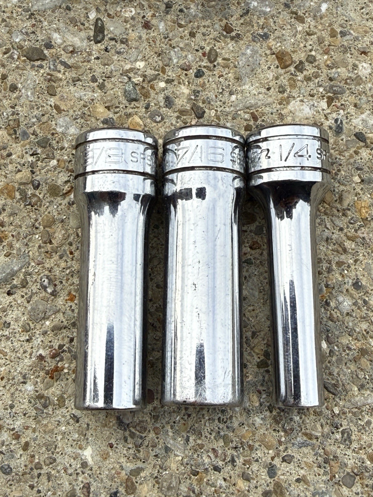 Snap-on Tools 9-Piece 3/8″ Drive SAE Deep 6 Point Socket Set 1/4″ To 7/8″ -READ