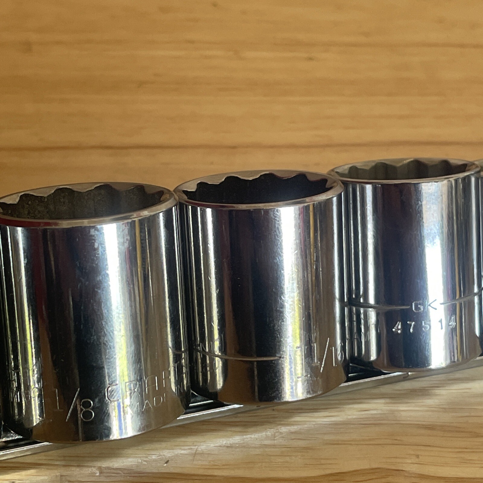 NOS Craftsman 7/16 – 1-1/4” Socket Set 1/2” Drive 12 Pt Inverted G2 GK USA 14pc