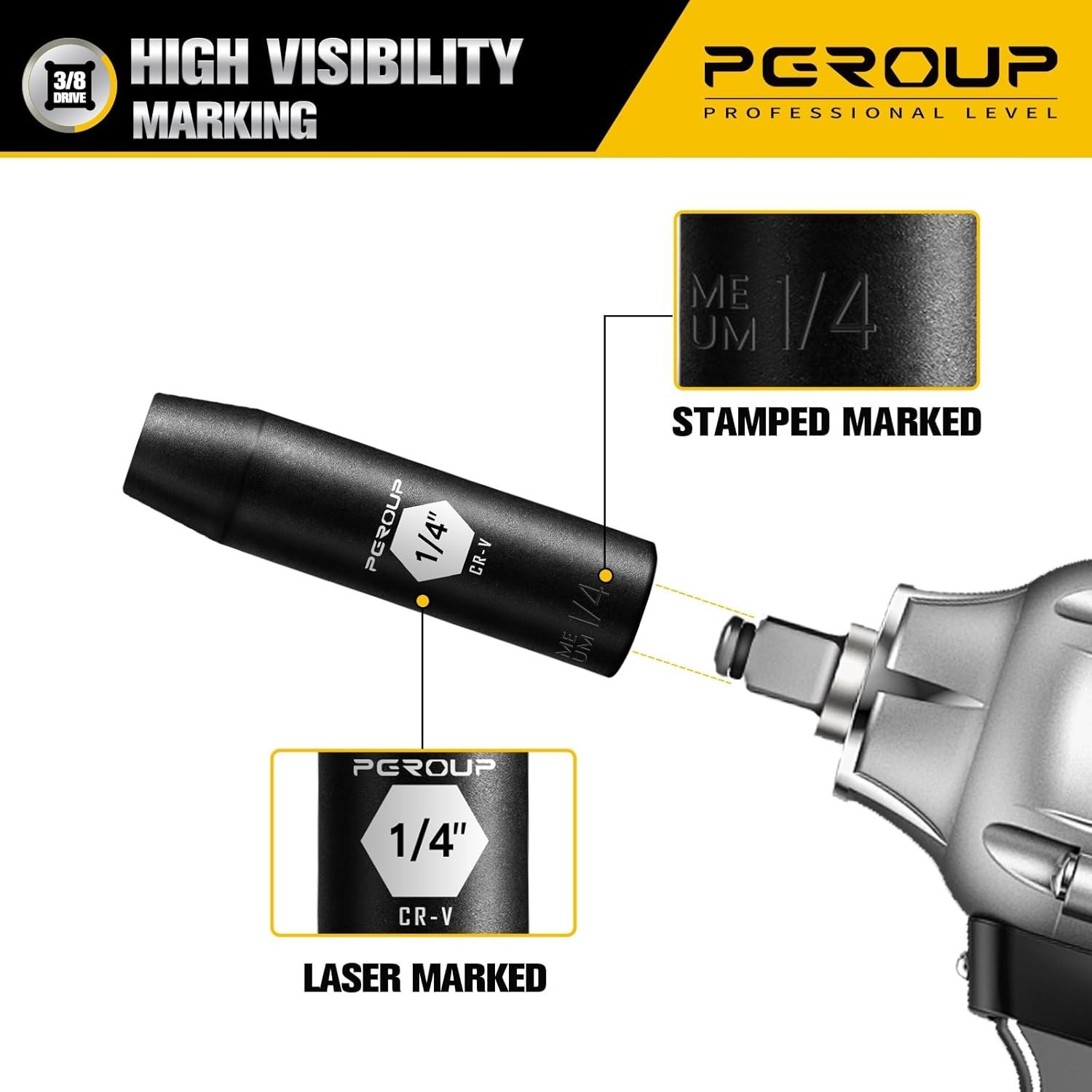 SAE 1/4» Deep Impact Socket – Chrome Vanadium, Black Manganese Coating