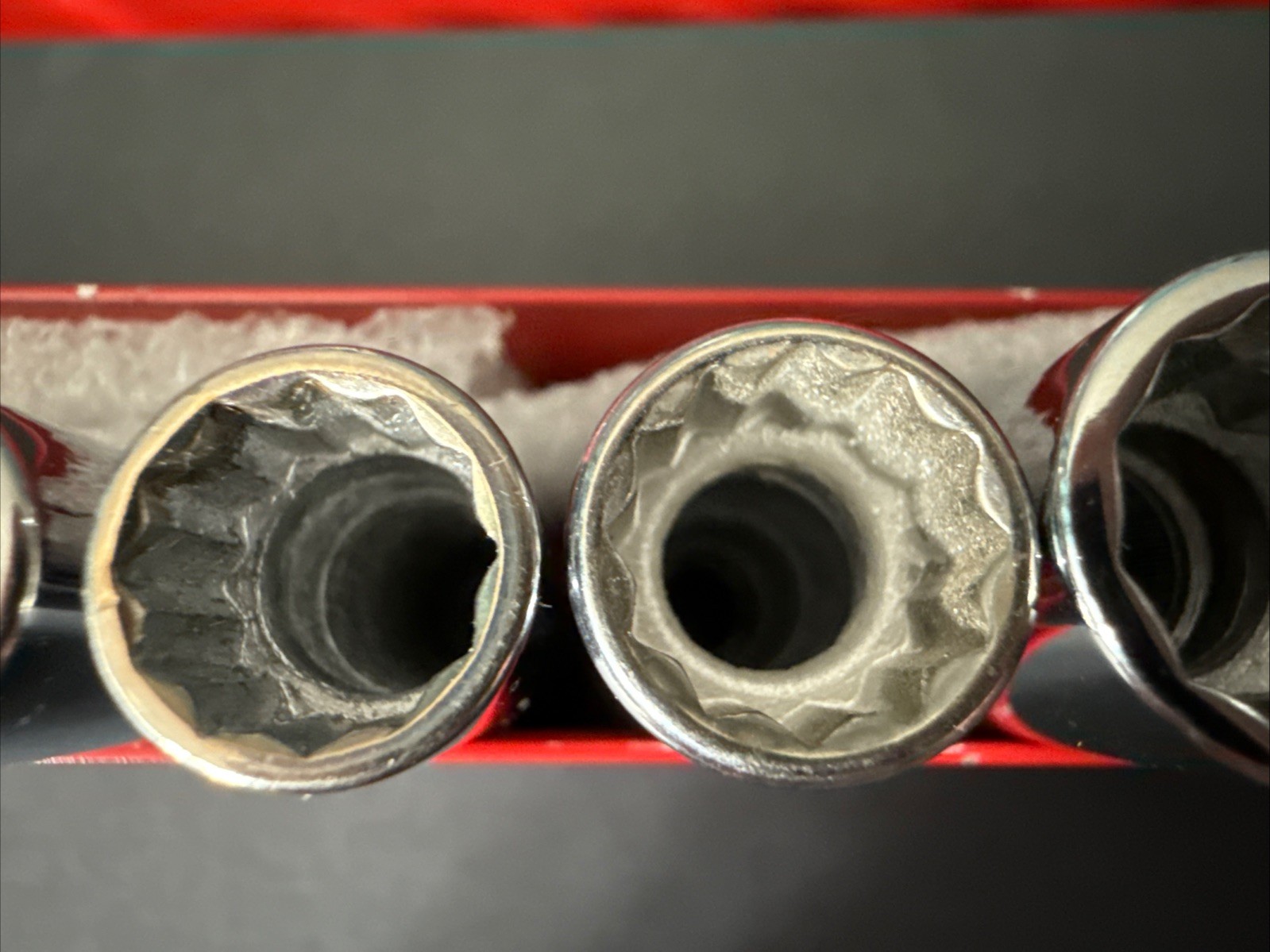 NOS VINTAGE WRIGHT TOOL 1/4” SAE DEEP 10pc SOCKET SET W/ RED RAIL 3/16” – 9/16”