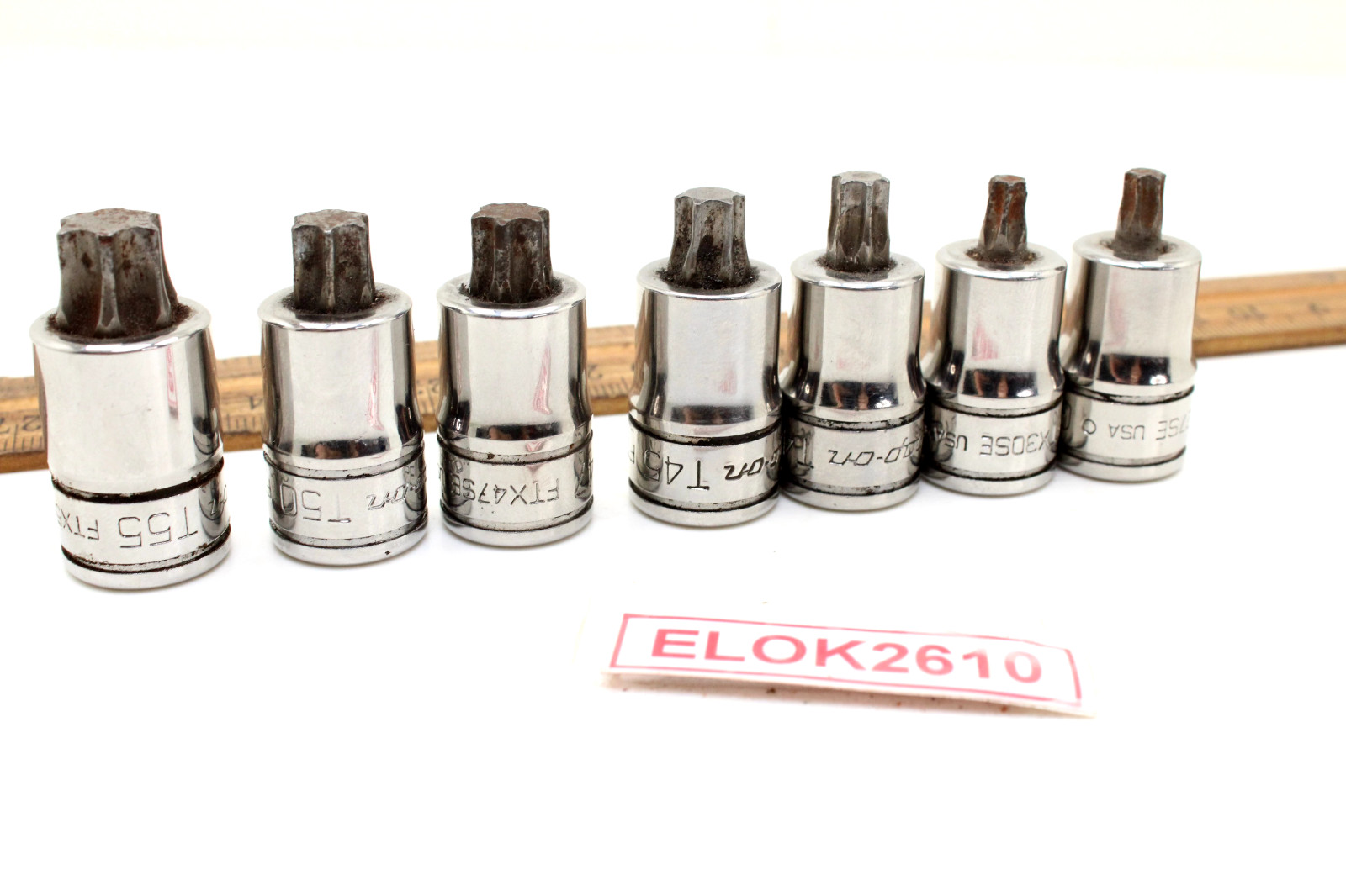 Snap-On FTX55SE-FTX27SE T55-T27 3/8″ Drive Torx 6 Piece Chrome Socket Set USA