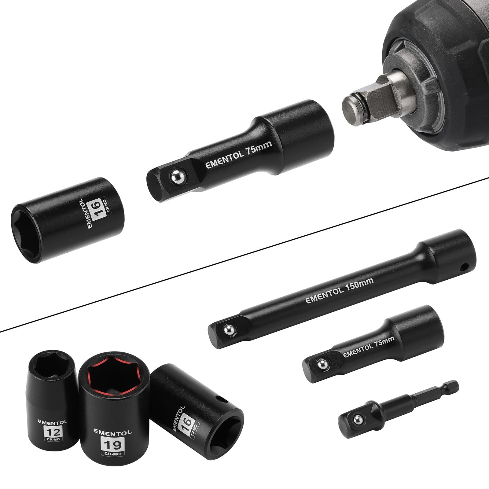30PCS 1/2″ Drive Metric Shallow Impact Socket Set, 10mm-36mm, CR-MO, 6 Point, Ex