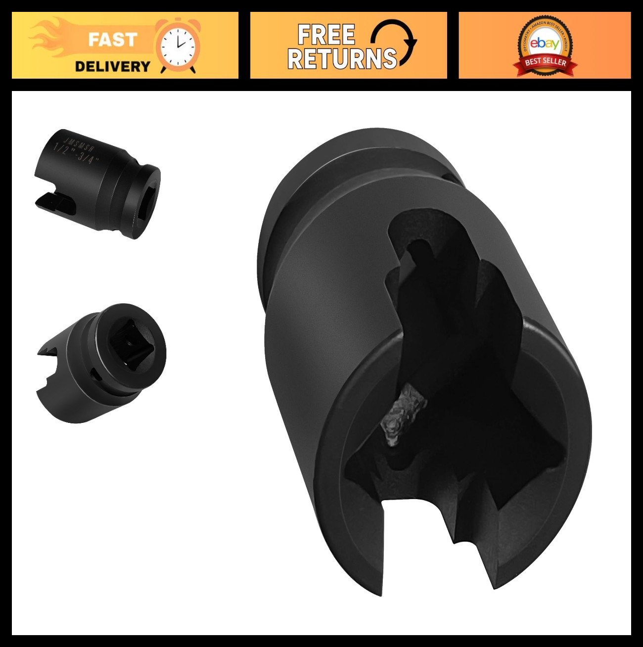 Multi-Purpose Lineman Socket 1/2″ Drive, Fits 3/4″ 4-Point Square Nuts, 3/8″ & 9