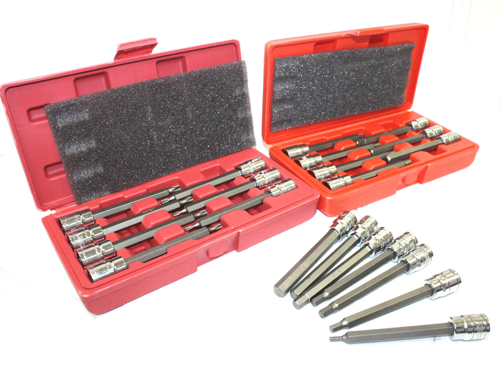 21pc 3/8″ DRIVE METRIC SAE 4-1/2″ EXTRA LONG SHANK HEX TORX BIT SOCKET SET