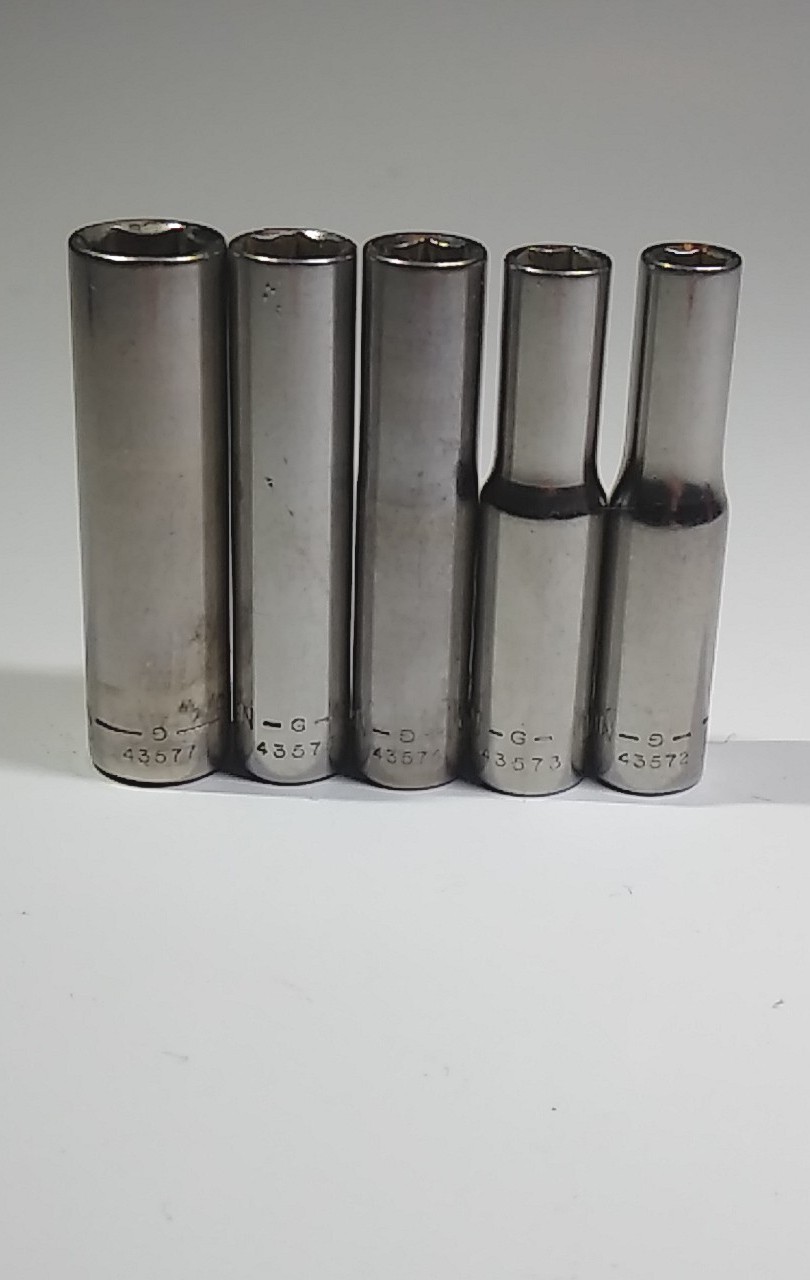 Craftsman G Series 5 Pc 1/4″ Drive SAE Deep 6 Pnt Socket Set Made In USA